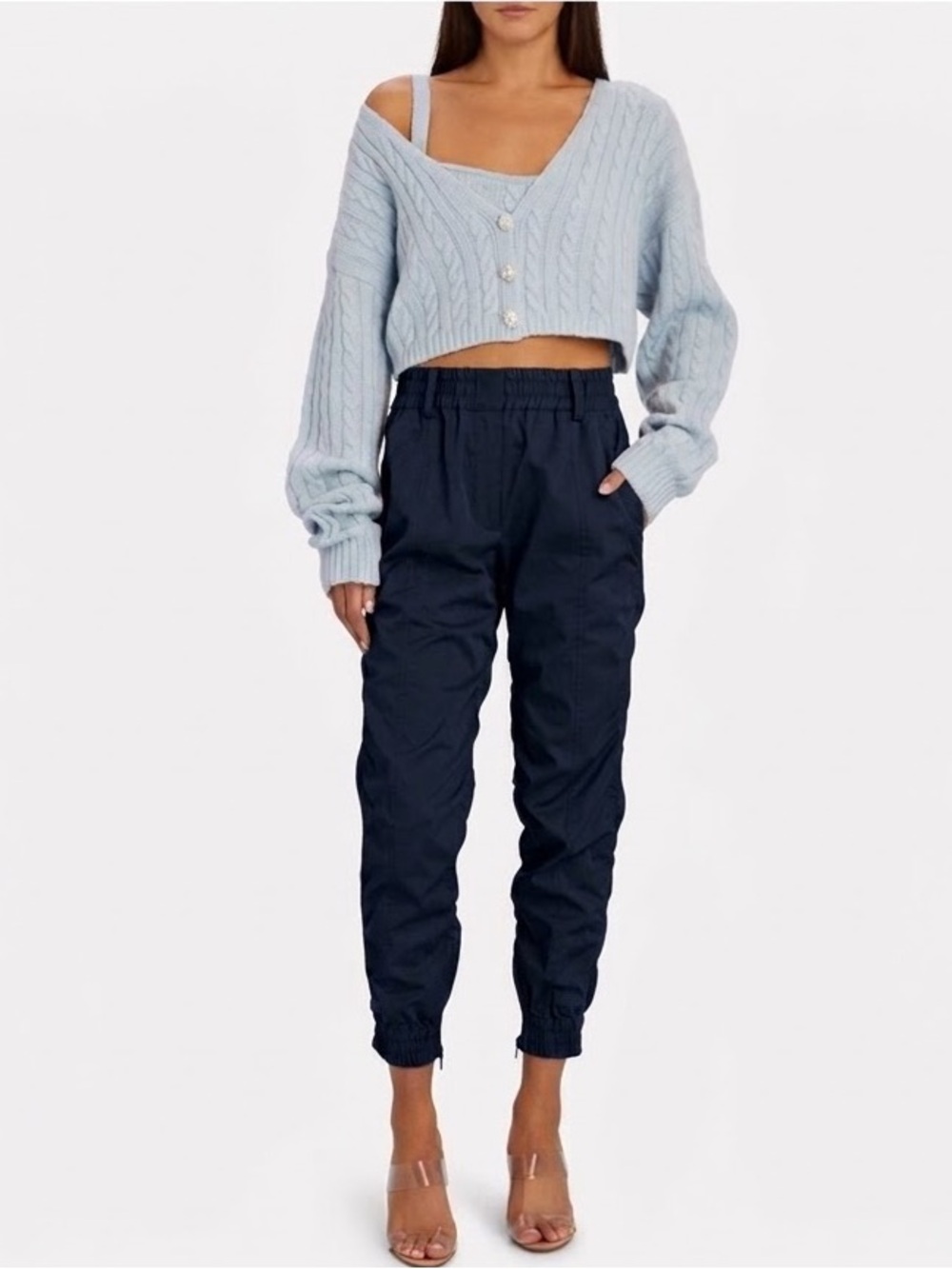 Derek Lam 10 Crosby Phoenix Ruched Ankle-Zip Jogger Pants size 0 NWT